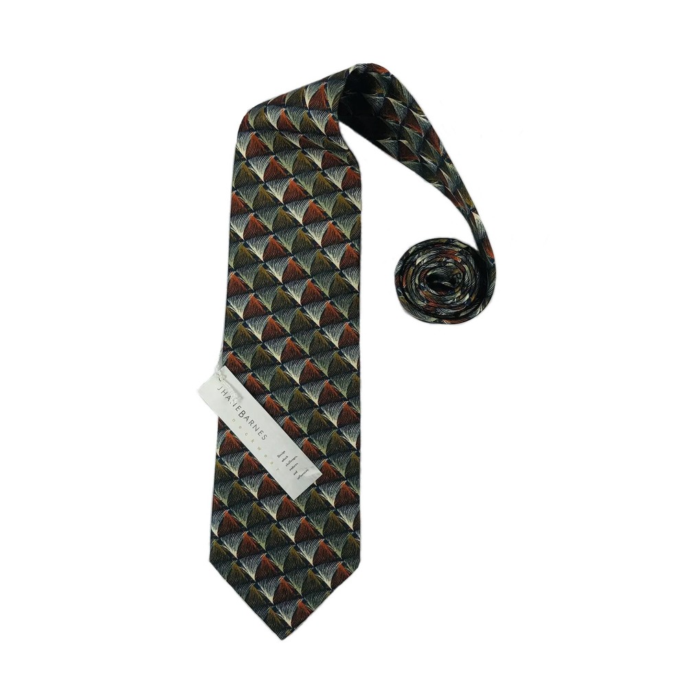 Jhane Barnes Mens Silk Cotton Abstract Tie Multicolor Made in Japan JB6448-3 NWT